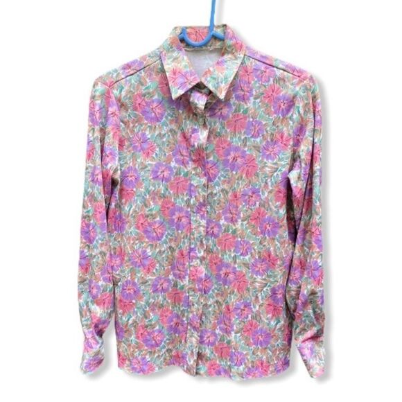 Vintage Floral Polyester Blouse - Picture 1 of 6